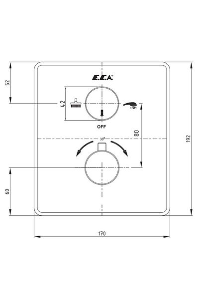 Eca Thermostatic Built-in Bathroom Faucet Surface Mounted 2 Way102167215-KDE
