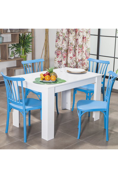 MOBETTO Arda / Violet Mavi Mutfak Masa Takımı 4 Sandalye 1 Masa