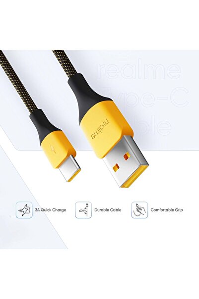 realme 3'lü 3.0a Hızlı Şarj Data Kablosu - Ip + Type-c + Micro