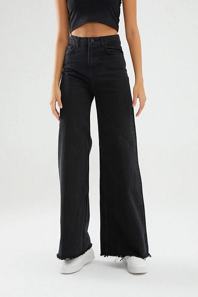 Livik Fred Kids Flexible Black Wide Leg Jeans, Lycra Fabric School Pants