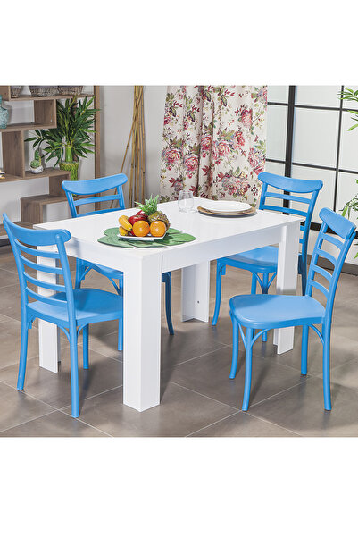 MOBETTO Arda / Efes Mavi Mutfak Masa Takımı 4 Sandalye 1 Masa