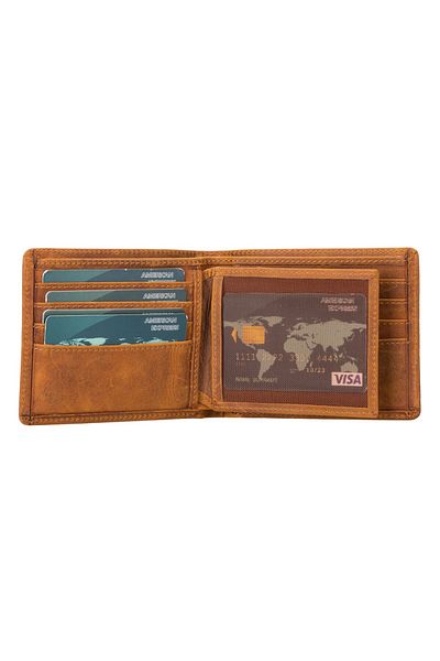 PLM Marky Leather Wallet and Card Holder, 10 Card Compartments, Antique Tan