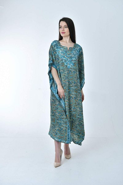 Gezgin tekstil ve aksesuar Elegant Ethnic Patterned Hand Embroidered Silk Dress (ETHNIC PATTERNED HAND EMBROIDERED STYLISH SILK DRESS)