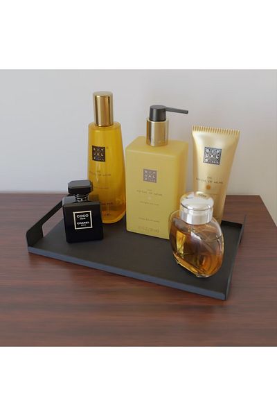 AJU Serving Tray, Minimalist Black Metal Tray, Valet Tray, Decorative Kitchen Tray, Perfume Tray