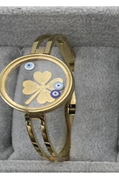 stainles steel Kelepçe camlı Açılan Çeyrekli, yoncalı ve Yarim Altin Bileklik...