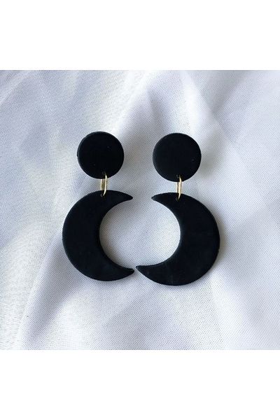 TREND Handmade Black Moon Pattern Classic Polymer Earrings