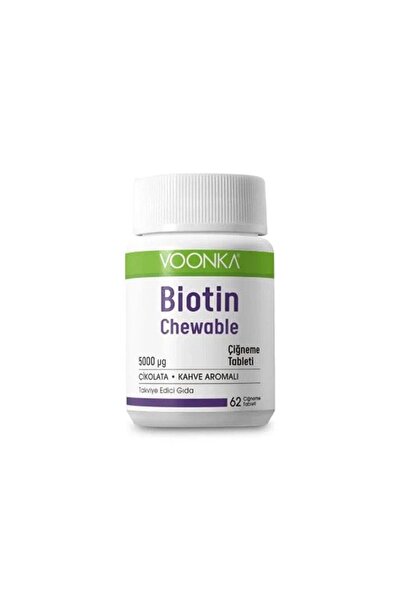 Voonka Biotin 5000 mcg Chewable Vitamin B7 İçeren Çikolata Kahve Aromalı Takv...