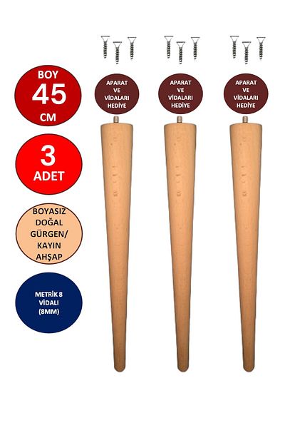 TNT 3 bucăți 45 cm picior din lemn natural conic masă-scaun-taburet-masa de cafea diametru picior: 4,6 cm