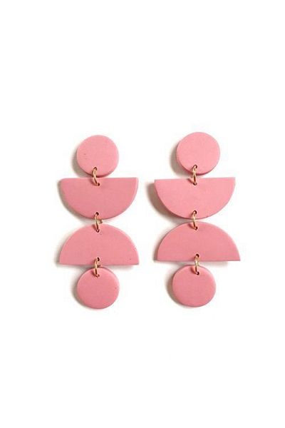 TREND Pink Geometric Shapes Lightweight Durable Earrings