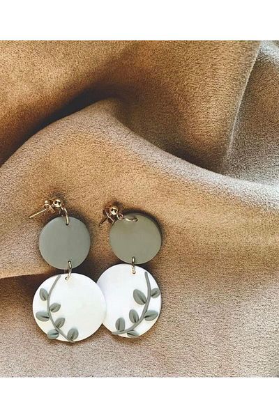 TREND Olive Green Leaf Pattern Summer Holiday Beach Earrings