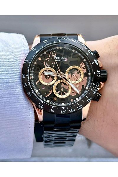 Ferrucci Men's Multifunctional Metal Band Wristwatch
