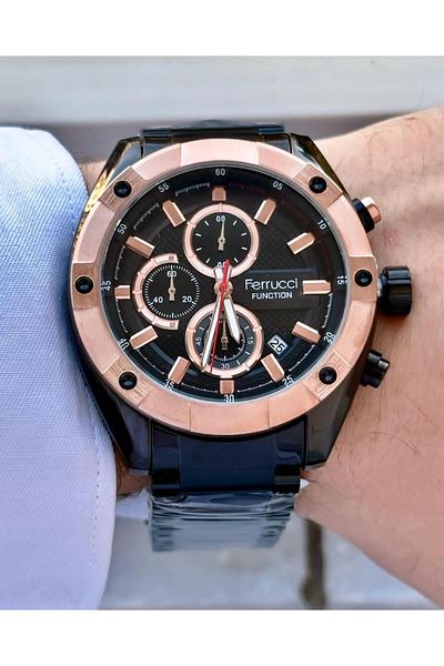 Ferrucci Men's Multifunctional Metal Band Wristwatch