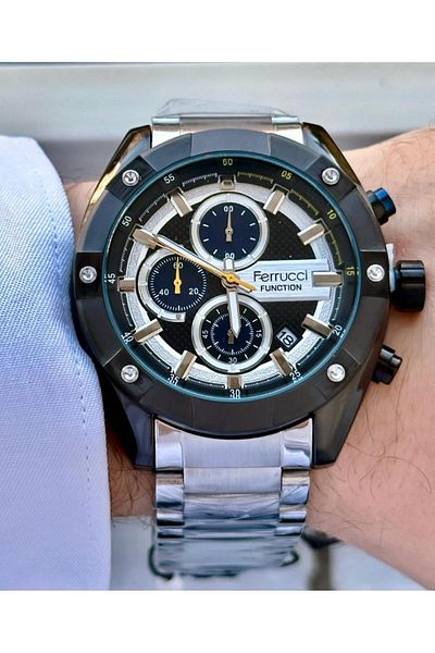 Ferrucci Men's Multifunctional Metal Band Wristwatch
