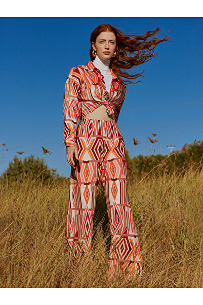 LC Waikiki Comfortable Patterned Satin Women's Trousers