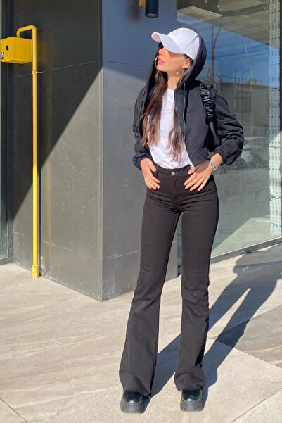 ByCukurovaFrango Katarina Black Flare Leg Lycra Flare Jeans Τζιν παντελόνι 2024