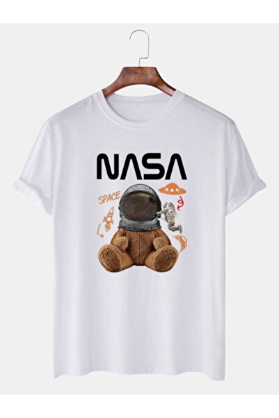 Tarzsokak Tricou oversize unisex alb cu imprimeu Nasa Alien Teddy Bear