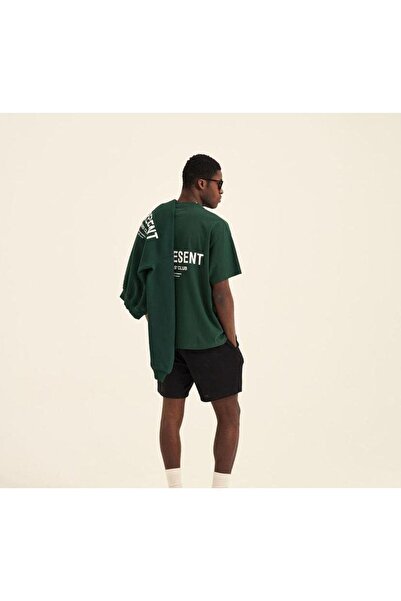 Adrift Unisex tamnozelena premium majica sa štampanim motivom, širokih kroja,...