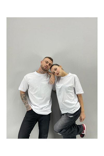 FANBOX SHOP Tricou unisex alb cu imprimeu Tom și Jerry pentru cuplu de îndrăgostiți Set de 2