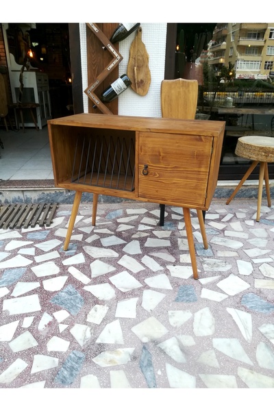 ratolye Masif Ahşap Plak ve Pikap Dolabı - Rpt18