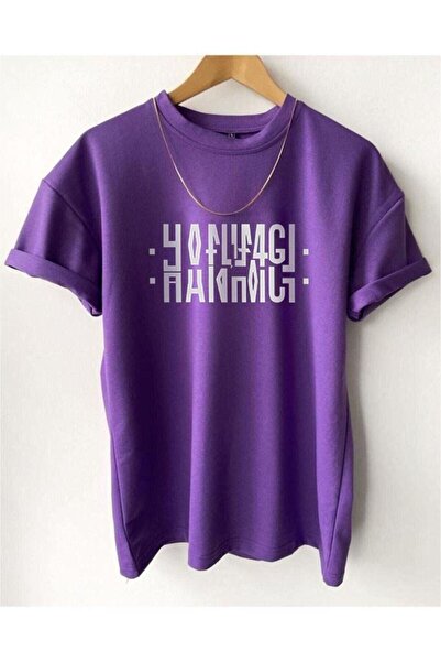 Adrift Tricou unisex violet Hanımcı imprimat pliat cu decolteu