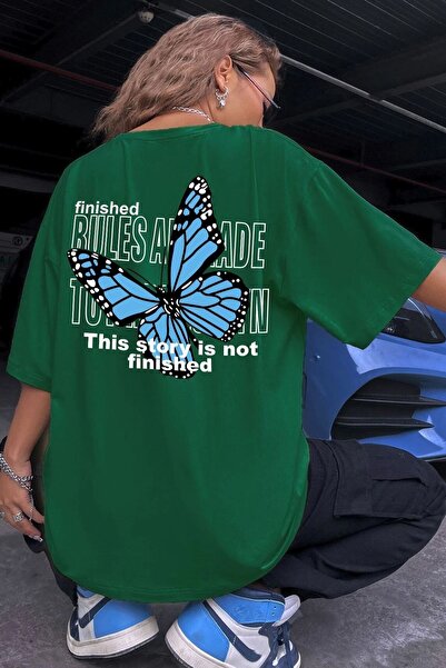 Adrift Unisex leptir sa zelenim leđima Štampano T-shirt