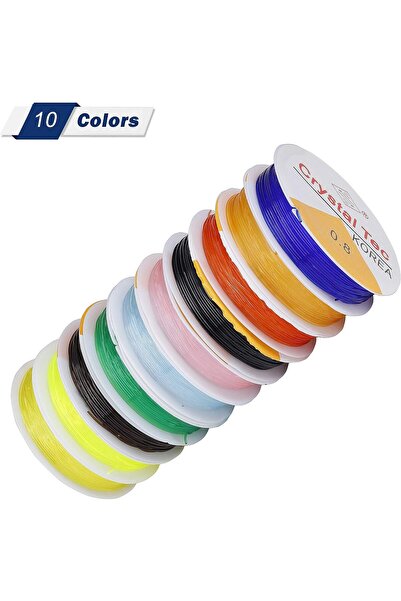 Prestij Boncuk 10 τεμάχια πολύχρωμο εύκαμπτο σχοινί βραχιολάκι Διαφανές λαστι...