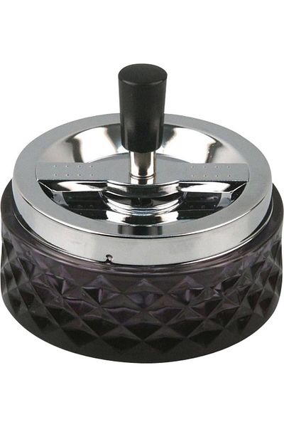 ANGELO Push-Turn Glass Black Tank Ashtray 11 cm