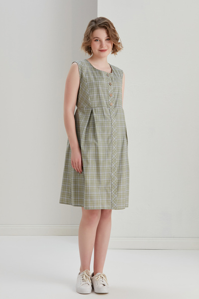 Entarim Maternity Dress Plaid