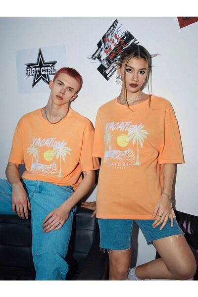 Adrift Unisex narandžasti odmor Štampano set za par ljubavnika