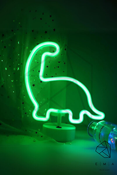 Ema Dükkan Dinazor Neon Led Gece Lambası Usb Pilli Dekoratif Masa Lambası Çoc...