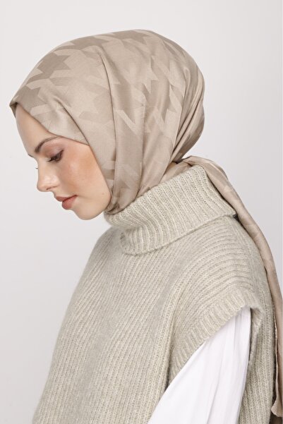 VALORSCARF SAND BEIGE PIECE PATTERN SILKY JACQUARD SHAL