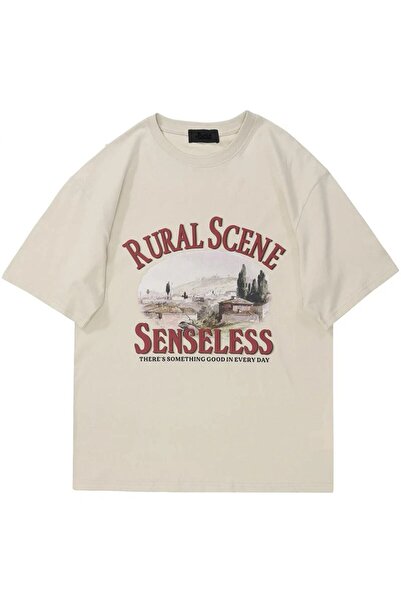 Tarzsokak Tricou pentru bărbați, cu scenă rurală, cu imprimeu oversize, cu gu...