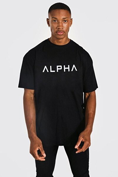 Tarzsokak Ανδρικό μπλουζάκι με λαιμόκοψη σε μαύρο Alpha Printed Oversize