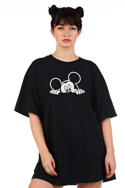 Jozia Tricou negru cu imprimeu Mickey oversize