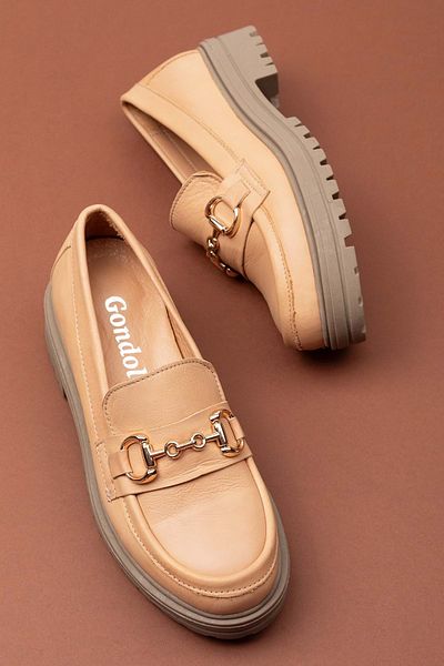 Gondol Pantofi Oxford ușori din piele naturală cu talpă groasă anl.2491 - bej - 36