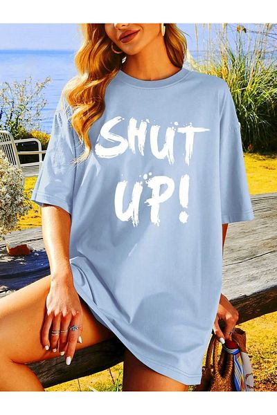 MOONBULL Unisex oversize tričko s potiskem Shut Up