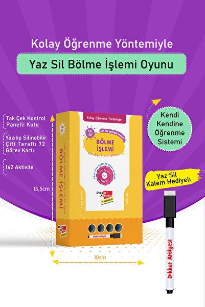Dikkat Atölyesi Yayınları Kolay Öğrenme Yöntemiyle Yaz Sil Bölme Işlemi Oyunu