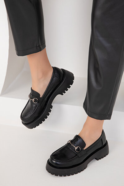 SOHO Black Matte Patent Leather Women's Casual Shoes 18744