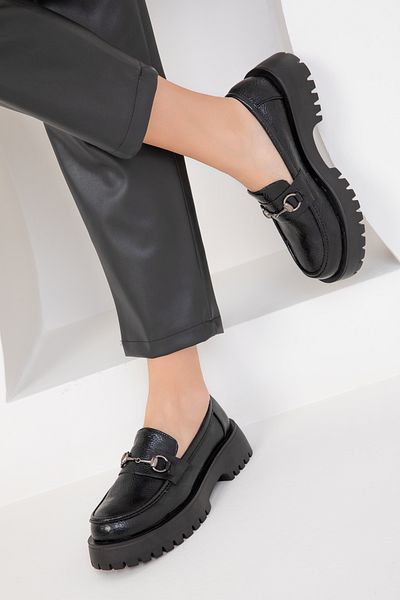 SOHO Black Matte Patent Leather Women's Casual Shoes 18744