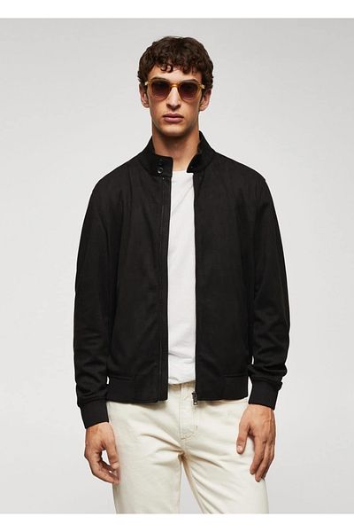 MANGO Man Σουέντ bomber τζάκετ