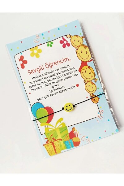 Emtory Home 1 Adet - Sevgili Öğrencim Kartlı Emoji Bileklik - Karne Hediyesi - Sömestr Hediye