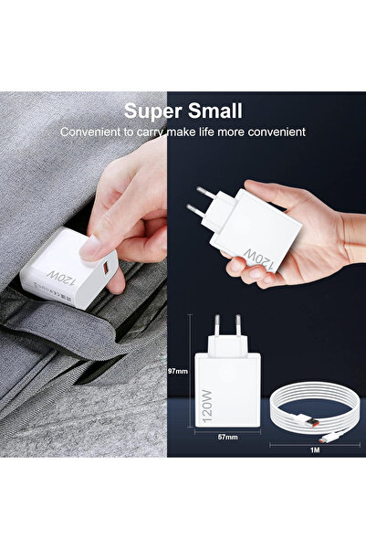 Alexshop Xiaomi 120 Watt Orijinal Turbo Şarj Aleti Typec Tüm Modeller Uyumlu Şarz Cihazı