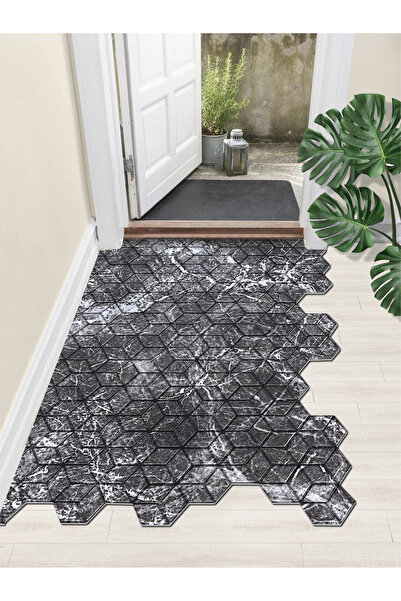 SHAHINTEX DIGITAL PRINT emici kaymaz kapı paspası Kabartmalı Hücreler Mermer,...