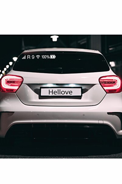 Hellove Renault R 9 Sticker Telefon Şarj Wifi Batarya Şebeke Cam Oto Sticker 40x4cm Beyaz Uyumlu