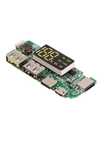 TLS Robotik LEDli Çift USB 5V 2.4A Micro/Type-C/Lightning USB'li Powerbank Mo...