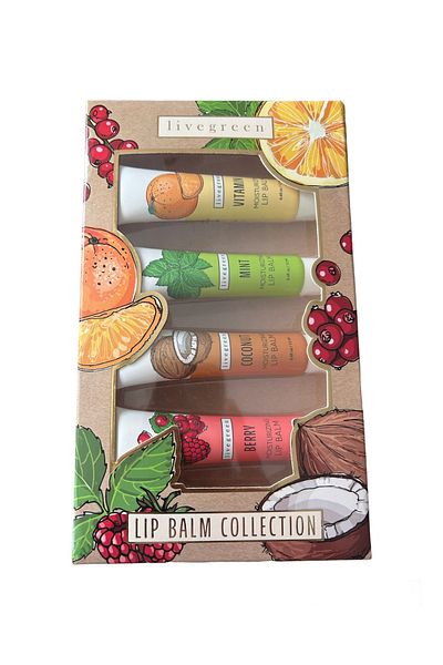 Livegreen Lip Balm - Berry - Coconut - Mint - Vitamin C - 4 x 12 ml