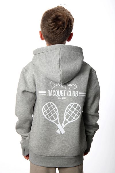 Coredra Детски суичър с качулка Racquet Club за момчета - сив