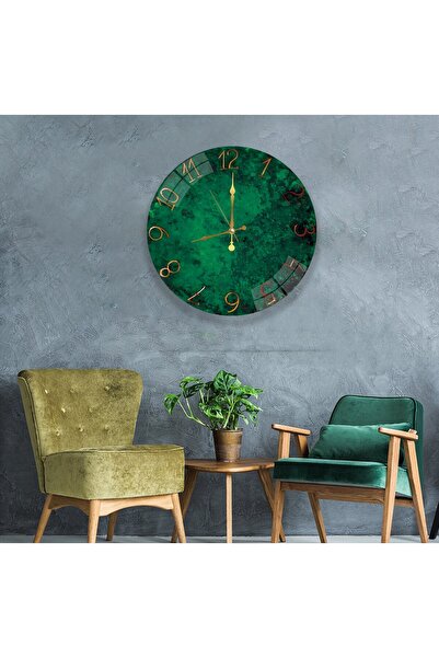EMYA HOME Yeşil Vintage Cam Saat - 60 cm