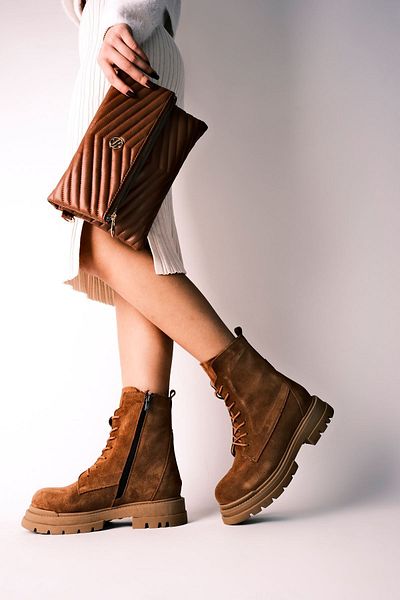 Lal Shoes & Bags Avrıl Lace Λεπτομερείς γυναικείες μπότες από γνήσιο δέρμα-S.TABA