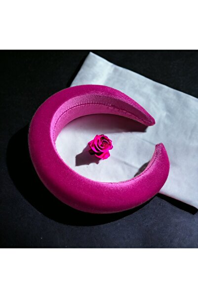 alsaccessories Coroană de păr drept căptușită de culoare roz închis din catifea